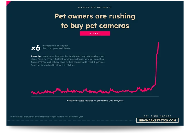 Worldwide Google searches for pet cameras over the last five years
