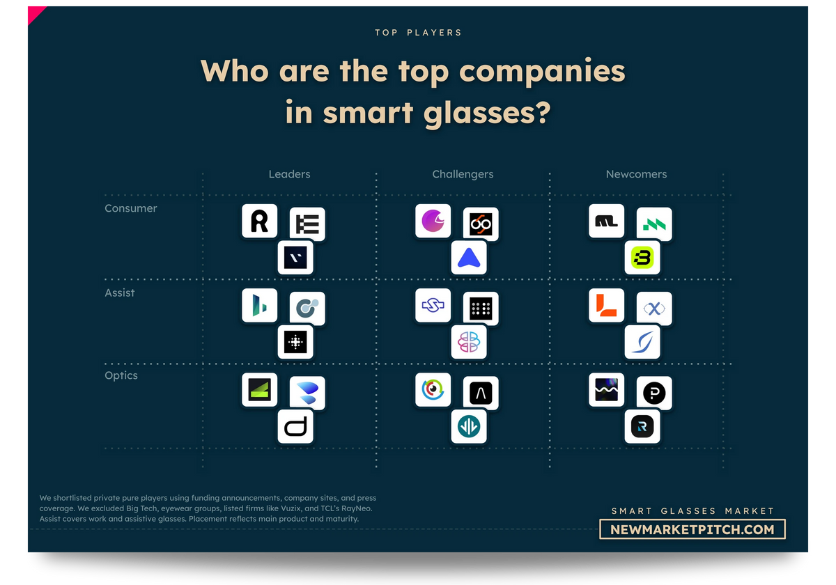 Smart Glasses market market map top startups